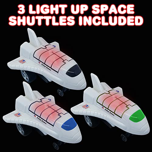 New Light Up Space Shuttle Toys Battery Operated Spaceship Toy With LEDs Sound And Push And Go Motion NASA Toys Outer Space Shuttle Toy Gifts For Boys And Girls Set Of 3 - Cosmic Adventure Play Set