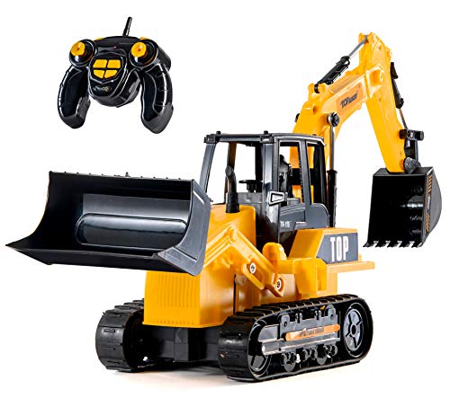 8 Channel Full Functional RC Excavator Backhoe Loader Battery Powered Electric RC Remote Control Construction Tractor With Lights & Sound TR-119 - Farm Adventure Play Edition