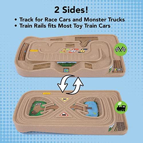Portable Carry And Go Kids Race Track Toy Car Train Table 2-Sided No Assembly For Children 3 4 5 6 7 Years Old Boys Girls Made In USA - Vehicle Adventure Play Collection