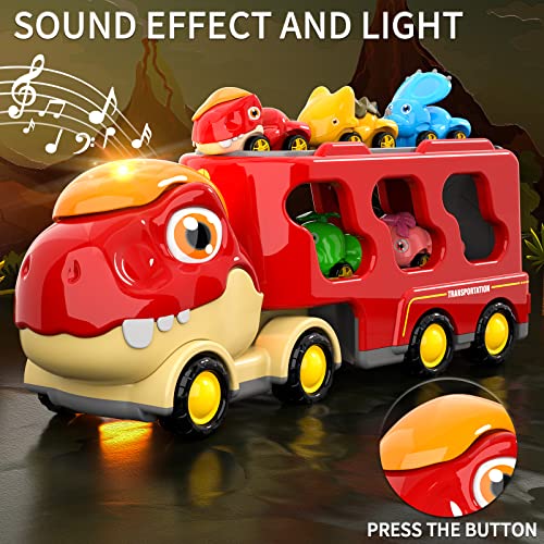 New Dinosaur Truck Toys For Kids 3-5 Years Cars Toys For Toddler 1-3 6 In 1 Jurassic Dinosaurs Trucks Toys Semi Truck Toy Car For Boys And Girls Age 2-3 well-suited Gift For Baby & Toddler Toys - Vehicle Adventure Play Collection