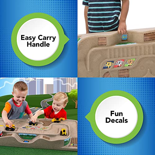 Portable Carry And Go Kids Race Track Toy Car Train Table 2-Sided No Assembly For Children 3 4 5 6 7 Years Old Boys Girls Made In USA - Vehicle Adventure Play Collection