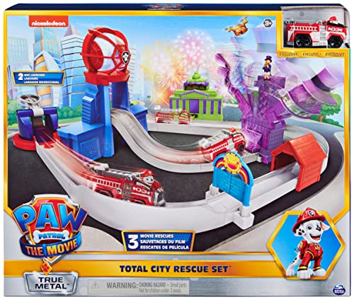 True Metal Total City Rescue Movie Track Set With Exclusive Marshall Vehicle 1:55 Scale Kids Toys For Ages 3 And Up - Vehicle Adventure Play Collection