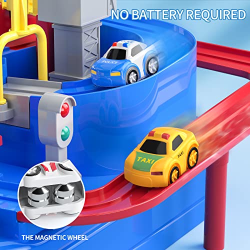 Kids Race Track Toys For Boy Car Adventure Toy For 3 4 5 6 7 Years Old Boys Girls Puzzle Rail Car City Rescue Playsets Magnet Toys W/ 3 Mini Cars Preschool Educational Car Games Gift Toys - Vehicle Adventure Play Collection