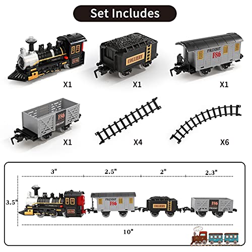 Electric Christmas Train Set For Kids Battery-Powered Train Toys With Sounds Include 4 Cars And 10 Tracks Classic Toy Train Set For 3 4 5 6 Years Old Boys Girls - Railway Imagination Collection