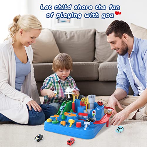 Preschool Educational Car Toys Gifts Puzzle Car Race Tracks Race Track Toys For Boy Car Adventure Toy For 3 4 5 6 7 8 Years Old Kids (Blue Helicopter Car) - Vehicle Adventure Play Collection