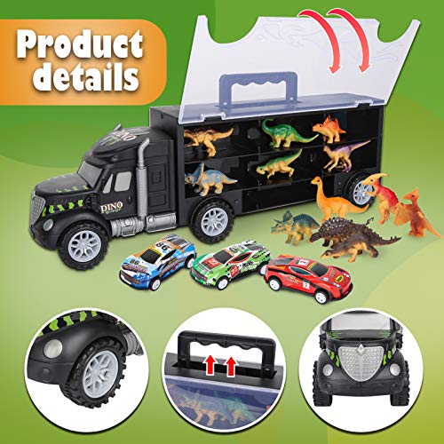 Dinosaur Toys For Kids 3-5 Dinosaur Truck Carrier Transport Truck Dinosaurs Toys For Boys And Girls 3 4 5 6 Years Old With Dino Eggs 23 Pcs Kids Toys Dinosaur - Vehicle Adventure Play Collection