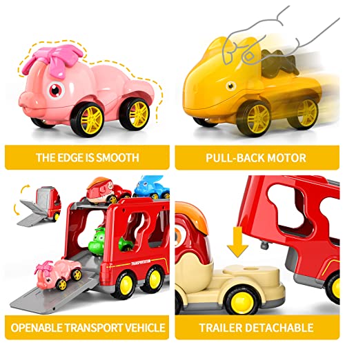 New Dinosaur Truck Toys For Kids 3-5 Years Cars Toys For Toddler 1-3 6 In 1 Jurassic Dinosaurs Trucks Toys Semi Truck Toy Car For Boys And Girls Age 2-3 well-suited Gift For Baby & Toddler Toys - Vehicle Adventure Play Collection