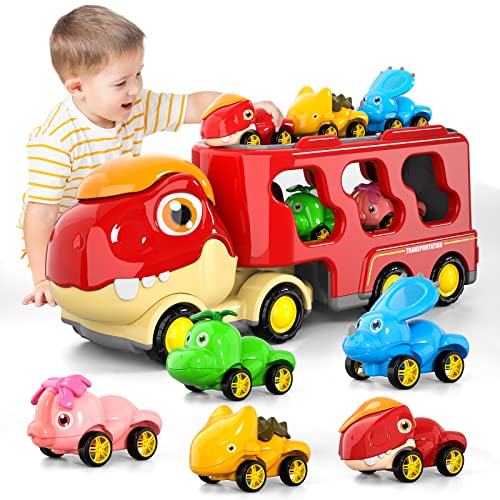New Dinosaur Truck Toys For Kids 3-5 Years Cars Toys For Toddler 1-3 6 In 1 Jurassic Dinosaurs Trucks Toys Semi Truck Toy Car For Boys And Girls Age 2-3 well-suited Gift For Baby & Toddler Toys - Vehicle Adventure Play Collection