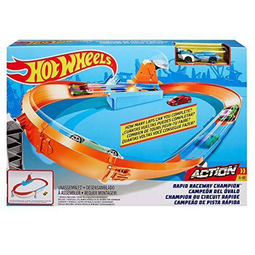 Rapid Raceway Champion Action Hot Wheels Championship Track Speed Boost Oval Track Ages 4 And Older - Vehicle Adventure Play Collection