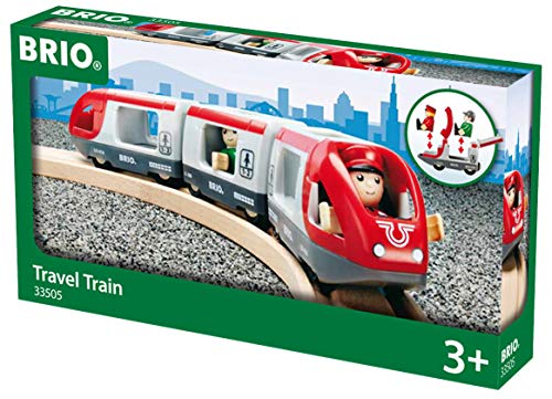 RIO World 33505 – Travel Train – 5 Piece Wooden Toy Train Set For Kids Age 3 And Up - Railway Imagination Collection