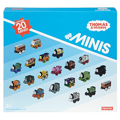 Budget MINIS Toy Train Pack Set Of 20 Miniature Push-Along Engines And Railway Vehicles For Preschool Pretend Play - Railway Imagination Collection