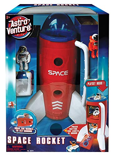 New Spaceship Rocket Toy Playset With 2 Astronauts And Rover Vehicle – Lights And Sound Effects Plus Carrying Handle For Blasting To The Moon And Flying Back – Play And Explore Space Toy - Cosmic Adventure Play Set