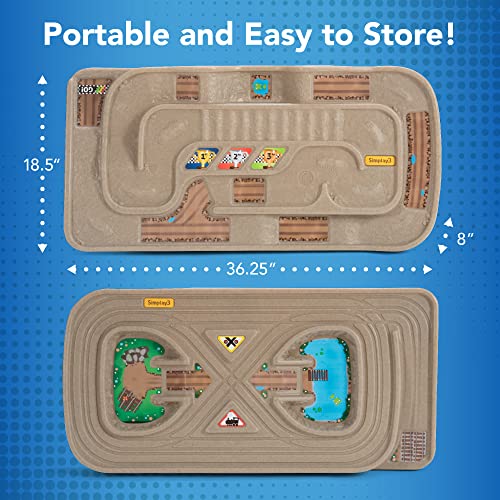 Portable Carry And Go Kids Race Track Toy Car Train Table 2-Sided No Assembly For Children 3 4 5 6 7 Years Old Boys Girls Made In USA - Vehicle Adventure Play Collection