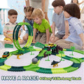 Dinosaur Toys For Kids 3-5 245 Pcs Dino Race Car Track Create A Dinosaur World Road Race With Flexible Train Track Playset 2 Electric Dinosaur Race Cars Toy,well-suited Gift For 3 4 5 Years Old Boys Girls Pink - Vehicle Adventure Play Collection