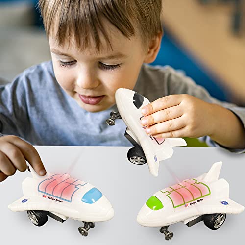 New Light Up Space Shuttle Toys Battery Operated Spaceship Toy With LEDs Sound And Push And Go Motion NASA Toys Outer Space Shuttle Toy Gifts For Boys And Girls Set Of 3 - Cosmic Adventure Play Set