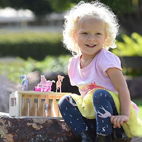 Top 10 Horses Unicorn Magic Wooden Stable Playset With 6 Unicorns 6 Piece Playset 6 Stablemates Unicorns Included 6 H X 9 L X 2.5 D 1:32 Scale Model 59218 Multicolo - Farm Adventure Play Edition