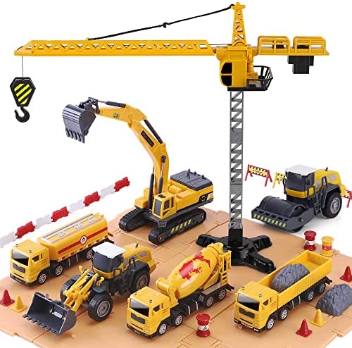 Promo Construction Site Vehicles Toy Set Kids Engineering Playset Tractor Digger Crane Dump Trucks Excavator Cement Steamroller Birthday Gift For 3 4 5 Year Old Toddlers Boys Child - Farm Adventure Play Edition