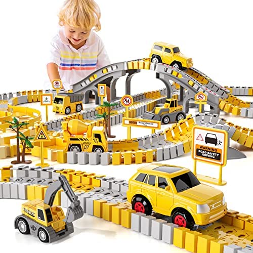 Wholesale IHaHa 236 PCS Construction Toys Race Tracks For Boys Kids Toys 6 PCS Construction Car And Flexible Track Playset Create A Engineering Road For 3 4 5 6 Year Old Boys Girls Toys - Vehicle Adventure Play Collection