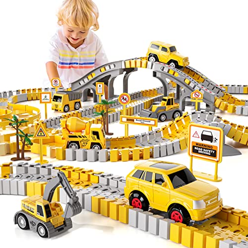 Wholesale IHaHa 236 PCS Construction Toys Race Tracks For Boys Kids Toys 6 PCS Construction Car And Flexible Track Playset Create A Engineering Road For 3 4 5 6 Year Old Boys Girls Toys - Vehicle Adventure Play Collection