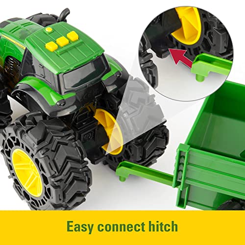 Toddler Toys Lights And Sounds Monster Treads Tractor Toy With Wagon 8 Inch Green Ages 3+ Red - Farm Adventure Play Edition