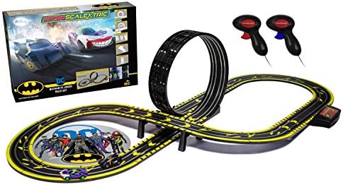 Micro Scalextric Justice League Batman Vs Joker Battery Powered 1:64 Slot Car Race Track Set G1155T Black - Vehicle Adventure Play Collection