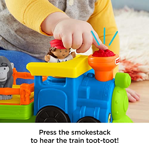Little People Zoo Train Toy With Music And Sounds For Toddlers 1 Conductor And 2 Animal Toy Figures Choo-Choo Zoo Train - Railway Imagination Collection