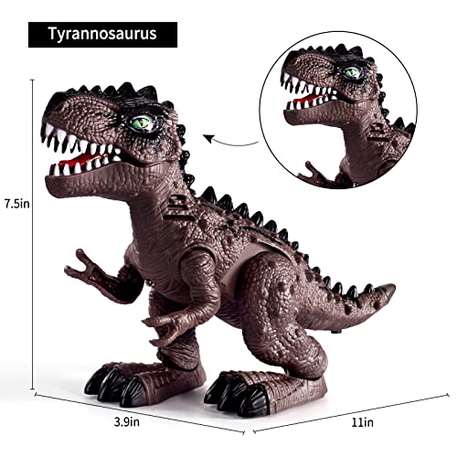 New 3 Pack Electric Walking Dinosaur Toys For Toddlers 2-4 3-5 Years With Roar Sounds And Lights Up Realistic Robot T-Rex Brachiosaurus Stegosaurus Dinosaur Figures For Kids - Vehicle Adventure Play Collection