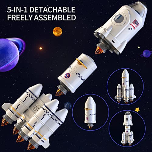 New Space Shuttle Rocket Toys For 3 4 5 6 7 8 9 Years Old Kids Science Educational Toys 5-in-1 STEM Aerospace Toys With 2 Astronauts Projection Lamp Space Adventure Toys Gift For Boys Girls 3+ - Cosmic Adventure Play Set