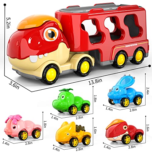 New Dinosaur Truck Toys For Kids 3-5 Years Cars Toys For Toddler 1-3 6 In 1 Jurassic Dinosaurs Trucks Toys Semi Truck Toy Car For Boys And Girls Age 2-3 well-suited Gift For Baby & Toddler Toys - Vehicle Adventure Play Collection
