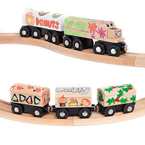 Deals 8 Unpainted Train Cars With 12 Colors Paint And Paint Brushes Set For Wooden Railway Compatible With Thomas Chuggington Brio Great For Birthday Party Train Theme - Railway Imagination Collection