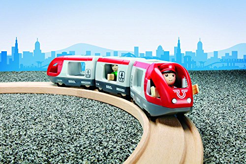 RIO World 33505 – Travel Train – 5 Piece Wooden Toy Train Set For Kids Age 3 And Up - Railway Imagination Collection