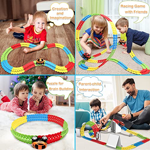 Toys For 3 Year Old Boys,Kids Toys For Boys Girls Age 3-5,184 PCS Toddler Toys Race Car Track Set With Flexible Track Create A Road Race,DIY Magic Car Toys For 3 4 5 Year Old Christmas Birthday Gifts Red Green - Vehicle Adventure Play Collection
