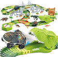 174 PCS Dinosaur Toys Race Track Flexible Train Tracks With 8 Dinosaurs Figures 2 Electric Race Cars Vehicle Playset With Lights To Create A Dinosaur World Road Race For Toddlers Kids Boys Girls - Vehicle Adventure Play Collection