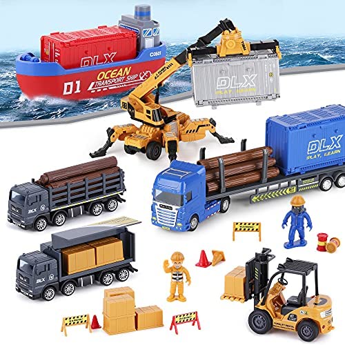 Promo Construction Site Vehicles Toy Set Kids Engineering Playset Tractor Digger Crane Dump Trucks Excavator Cement Steamroller Birthday Gift For 3 4 5 Year Old Toddlers Boys Child - Farm Adventure Play Edition
