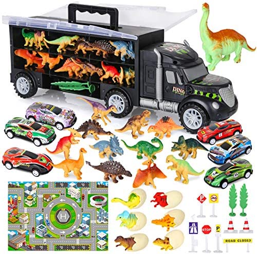 Dinosaur Toys For Kids 3-5 Dinosaur Truck Carrier Transport Truck Dinosaurs Toys For Boys And Girls 3 4 5 6 Years Old With Dino Eggs 23 Pcs Kids Toys Dinosaur - Vehicle Adventure Play Collection