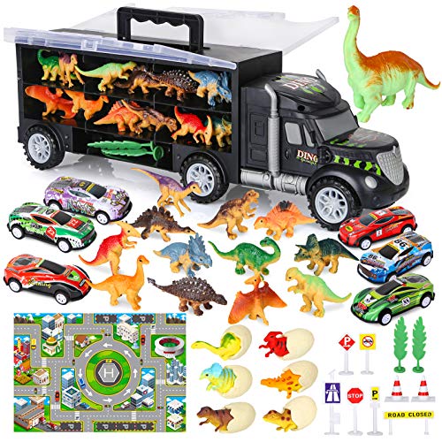 Dinosaur Toys For Kids 3-5 Dinosaur Truck Carrier Transport Truck Dinosaurs Toys For Boys And Girls 3 4 5 6 Years Old With Dino Eggs 23 Pcs Kids Toys Dinosaur - Vehicle Adventure Play Collection