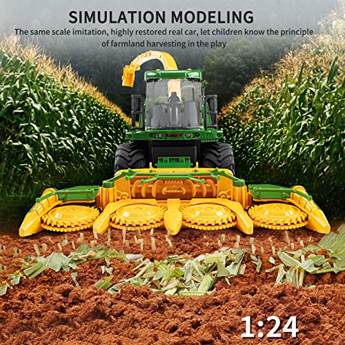 Remote Control Trucks Tractor Toy For Kids – 1:24 Rc Silage Harvester With Smoke Construction Vehicle Farm Tractors With Lights & Sounds Christmas Birthday Presents For Boys & Girls 3-8 Years Old - Farm Adventure Play Edition