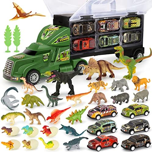 Dinosaur Toys For Kids 3-5 Dinosaur Truck Carrier Transport Truck Dinosaurs Toys For Boys And Girls 3 4 5 6 Years Old With Dino Eggs 23 Pcs Kids Toys Dinosaur - Vehicle Adventure Play Collection
