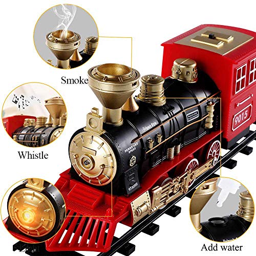 Cheap Train Sets With Steam Locomotive Engine Cargo Car And Tracks Battery Powered Play Set Toy W/ Smoke Light & Sounds For Kids Boys & Girls 3 4 5 6 7 Years Old - Railway Imagination Collection